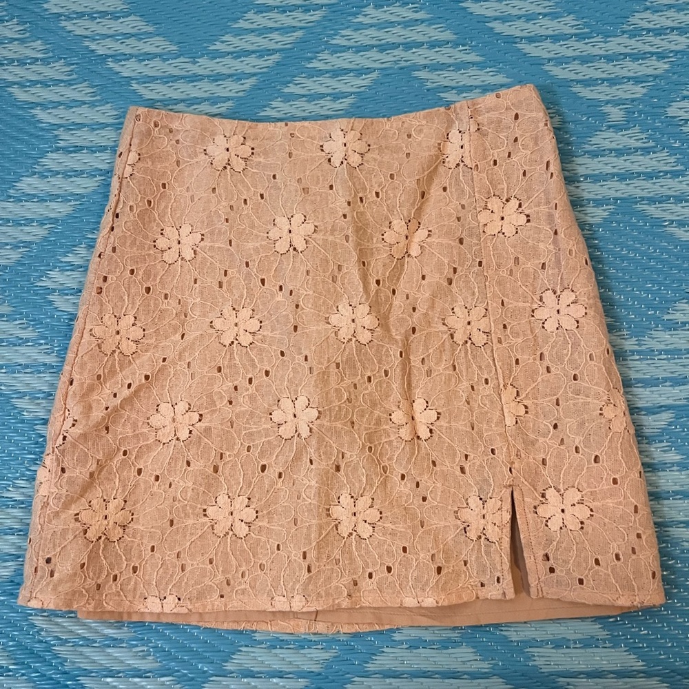 Altered State pink floral skirt with slit